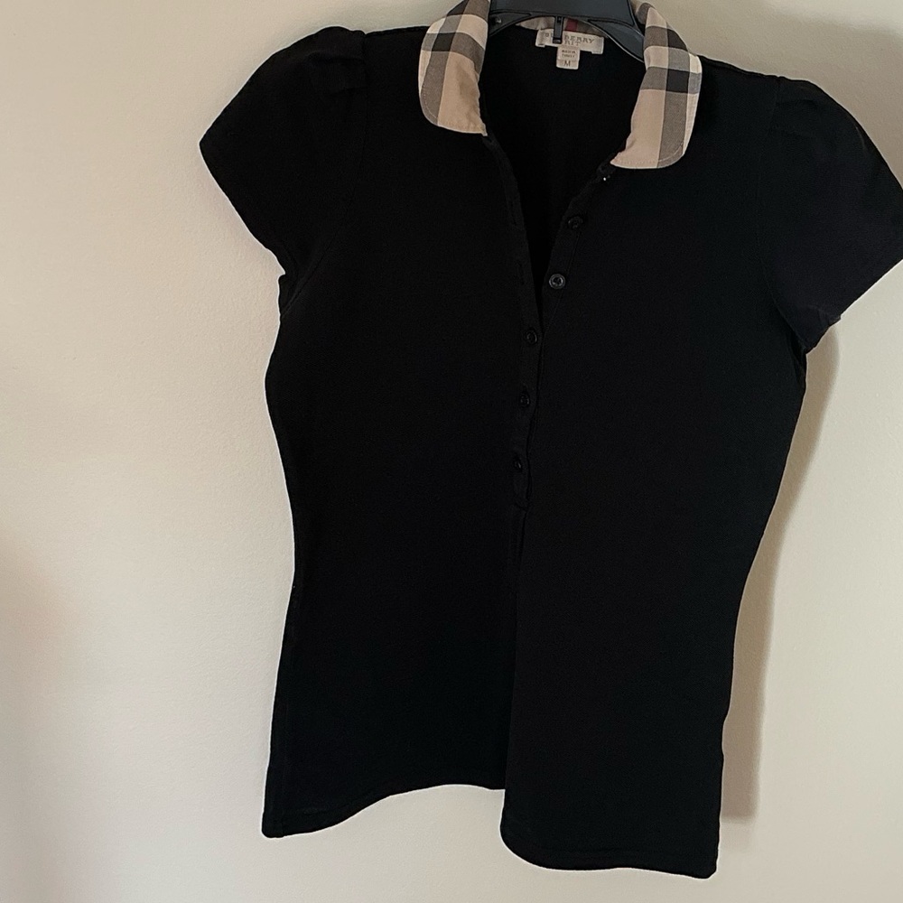Burberry Brit Black Novacheck Collar Polo Shirt - Picture 2 of 11